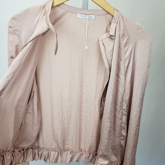 Zara Rose gold lightweight satin bomber jacket size small - Picture 11 of 12